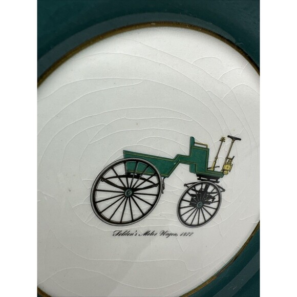 Harker Pottery Co 22kt Gold/Green Antique Cars Dessert Set 3 Pieces SEE DESCRIPT - Picture 5 of 10